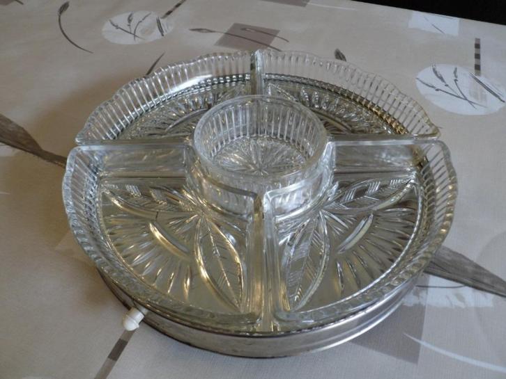 Draaiplateau - schaal voor hapjes - gourmet - salades, Antiek en Kunst, Antiek | Schalen, Ophalen of Verzenden