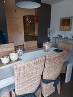 Table à manger + 6 chaises en osier avec coussins, Articles professionnels, Enlèvement