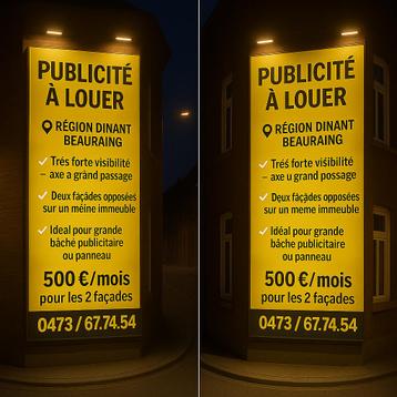 PUBLICITÉ À LOUER – RÉGION DINANT / BEAURAING beschikbaar voor biedingen