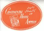 Bagagelabel Continental Hotel Aman uit de jaren '50, Zo goed als nieuw, 1940 tot 1960, Prent, Buitenland