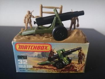 Lesney Matchbox Superfast #32 Field Gun with base in doosje  beschikbaar voor biedingen