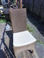 6 rieten stoelen met kussens van Lloyd loom, Huis en Inrichting, Stoelen, Ophalen, Bruin, Riet of Rotan, Zo goed als nieuw