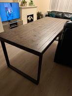 Rustieke Houten eettafel met zwarte poten, Huis en Inrichting, Tafels | Eettafels, Ophalen, Gebruikt