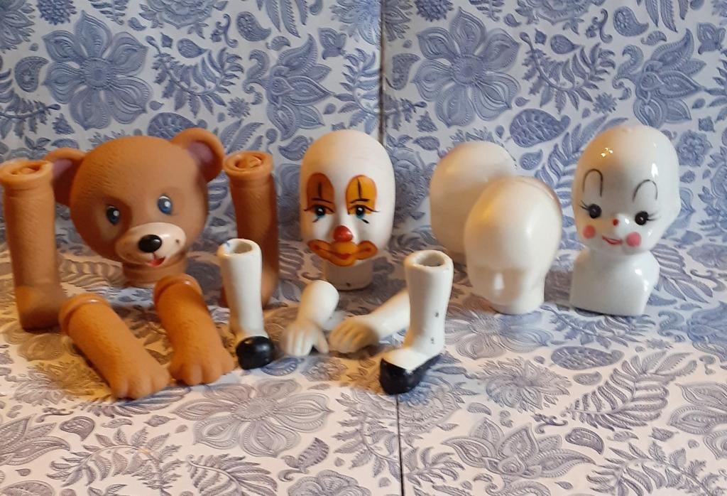 Lot de tête et membre pour confection poupée clown chiffon, Enlèvement ou Envoi, Utilisé