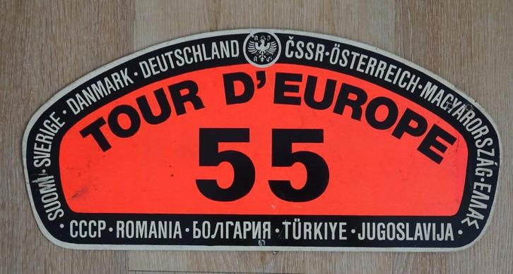 Rally plaat van de Tour d'Europe van 1968, Verzamelen, Automerken, Motoren en Formule 1, Gebruikt, Auto's, Ophalen of Verzenden