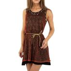 Glitter jurk rood zwart met parels L/XL, Kleding | Dames, Jurken, Verzenden, Maat 42/44 (L), Nieuw, Boven de knie