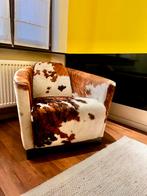 Mooie zetel Poltrona volledig in koeienvel, Huis en Inrichting, Gebruikt, Vierkant, Leer, Ophalen