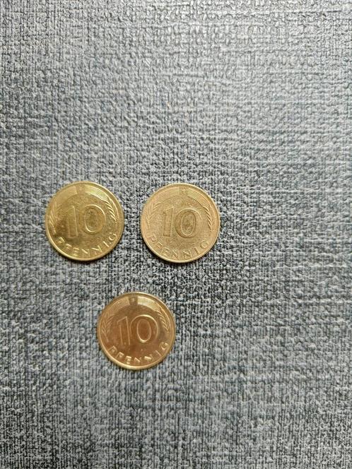 Duitsland. 10 pfennig van 1989 F + 1991 F + 1993 F., Timbres & Monnaies, Monnaies | Europe | Monnaies non-euro, Monnaie en vrac