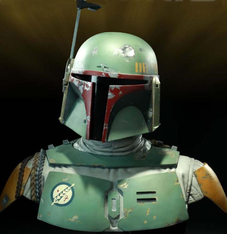 Star Wars Sideshow Boba Fett Life Size Bust signed by Jeremy, Verzamelen, Star Wars, Zo goed als nieuw, Beeldje of Buste, Ophalen