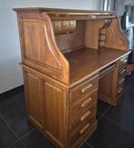 Eiken rolluik bureau 140cm breed, Ophalen, Zo goed als nieuw, Bureau
