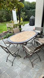 Tuintafel + stoelen, Tuin en Terras, Tuinsets en Loungesets, Ophalen, Gebruikt, Eettafel, 6 zitplaatsen