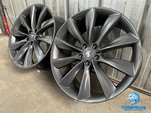 Originele Tesla Model S Turbine velgen antraciet 21 inch TPM, Autos : Pièces & Accessoires, Pneus & Jantes, Jante(s), 21 pouces