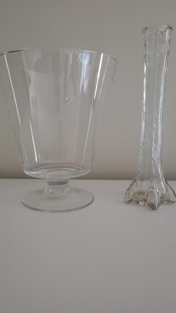 2 vases en verre, Maison & Meubles, Accessoires pour la Maison | Vases, Utilisé, Moins de 50 cm, Verre, Enlèvement ou Envoi