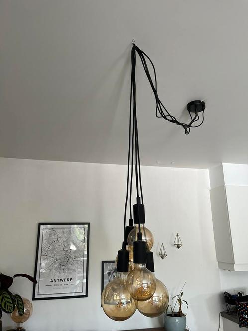 Hanglamp - industrieel - tros sfeerlampen, Maison & Meubles, Lampes | Suspensions, Comme neuf, Enlèvement ou Envoi