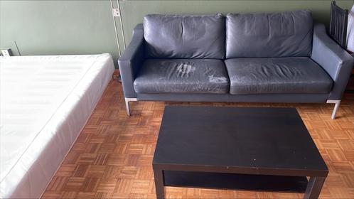 Rolf Benz Leren Bank en salontafel, Huis en Inrichting, Zetels | Zetels, Gebruikt, Rechte bank, Driepersoons, 150 tot 200 cm, 75 tot 100 cm