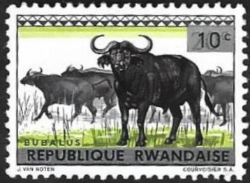 1 Postzegel Rwanda 1964 Dieren met opdruk beschikbaar voor biedingen