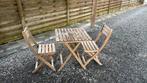 Balkonset - tafel 2 stoelen, Tuin en Terras, Tuinsets en Loungesets, Gebruikt, Tuinset, Hout, Ophalen