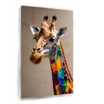 Peinture sur verre en forme de girafe en mosaïque arc-en-ci, Maison & Meubles, 75 cm ou plus, Envoi, Création originale, 125 cm ou plus