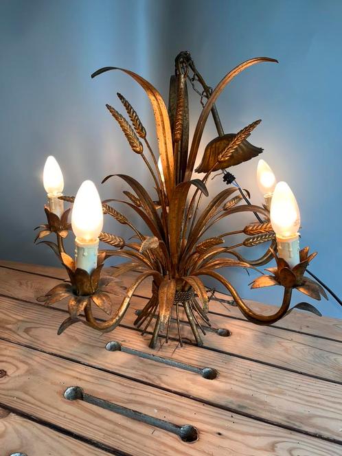 Luster verguld metaal korenhalm Hans Kögl Hollywood Regency, Antiek en Kunst, Antiek | Verlichting, Ophalen