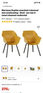 2 chaises de jardin Hartman Sophie jaunes, Enlèvement, Comme neuf