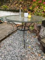 Table en verre et en fer forgé, Jardin & Terrasse, Tables de jardin, Enlèvement, Utilisé, Rond, Autres matériaux