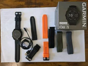 Montre connectée Garmin Fēnix 7X Sapphire Solar 51 mm, Bijoux, Sacs & Beauté, Enlèvement ou Envoi, Utilisé, Orange