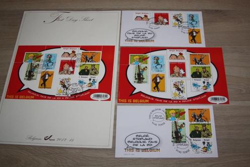 België stripland , First Day Sheet , Velletje , 2x FDC ,2012, Collections, Personnages de BD, Neuf, Autres types, Autres personnages