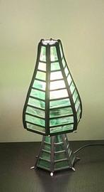 Lampe de table en verre au plomb, vert, zinc, fabriquée à la, Maison & Meubles, Lampes | Lampes de table, Utilisé, Moins de 50 cm