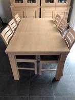 Table robuste en chêne blanc avec 6 chaises, Maison & Meubles, Comme neuf, Enlèvement ou Envoi