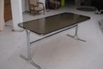 Vintage 1970s Chrome Tafel met Glas, Huis en Inrichting, Tafels | Eettafels, Ophalen, Glas