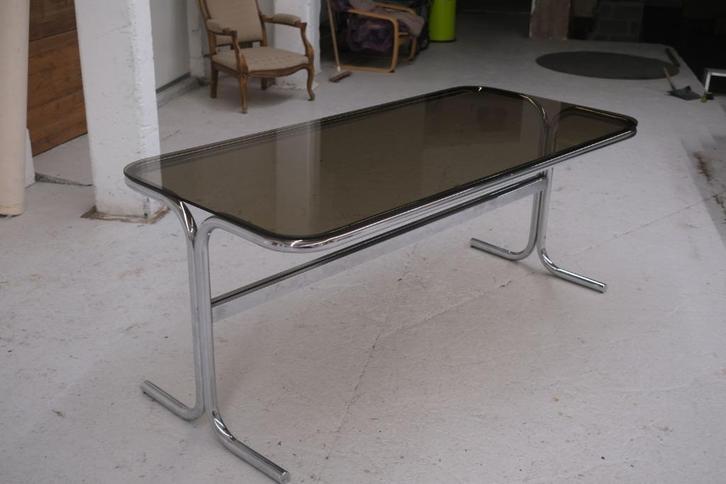 Vintage 1970s Chrome Tafel met Glas, Huis en Inrichting, Tafels | Eettafels, Glas, Ophalen