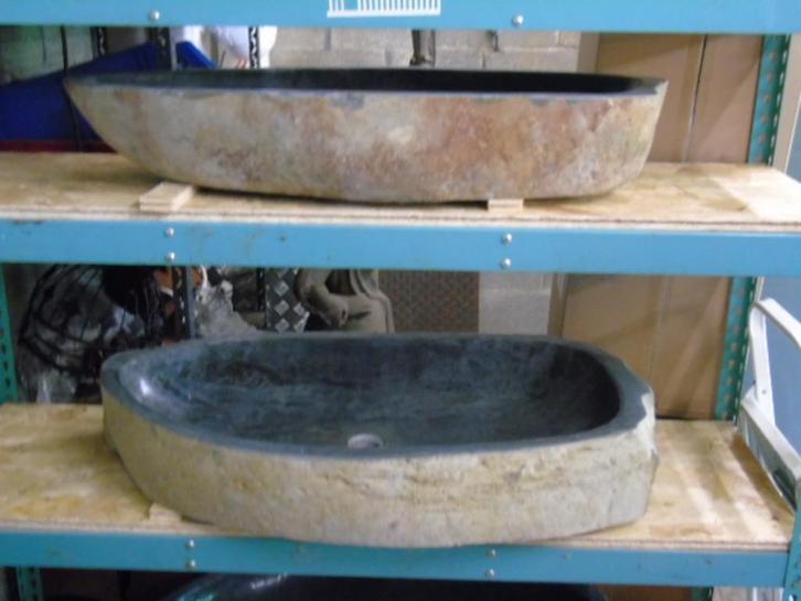 XXL spoelbak met rivierkiezelstenen van 1 m., Doe-het-zelf en Bouw, Sanitair, Nieuw, Wastafel, Steen, Ophalen