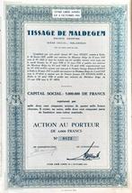 Tissage de Maldegem - action au porteur - 1950, Postzegels en Munten, Aandelen en Waardepapieren, Ophalen of Verzenden, 1920 tot 1950