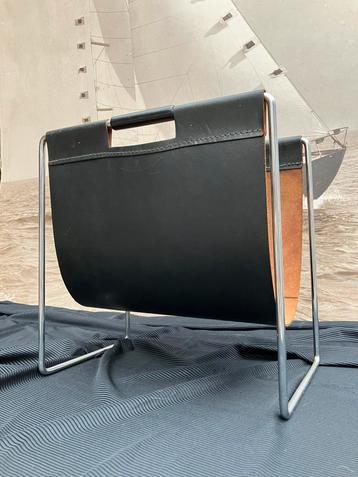 vintage lectuurbak Brabantia Dadime, zwart leder/chroom beschikbaar voor biedingen