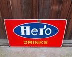 Tof en groot emaille bord van Hero Drinks, Langcat Bussum., Ophalen of Verzenden, Gebruikt, Reclamebord