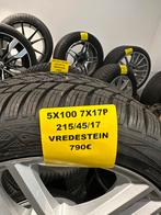 Nieuwe alu velgen 17” 5x100 + Vredestein 215/45R17, Auto-onderdelen, Ophalen, 17 inch, Band(en)