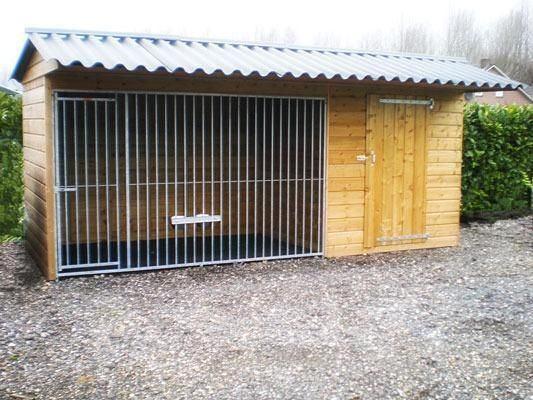 Hondenkennel Herta, met aangebouwd tuinhuis,, Dieren en Toebehoren, Hondenhokken, Nieuw, Hondenkennel, Ophalen