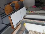 Retro tweepersoons schoolbankje lessenaartje op wieltjes, Ophalen, Huis en Inrichting