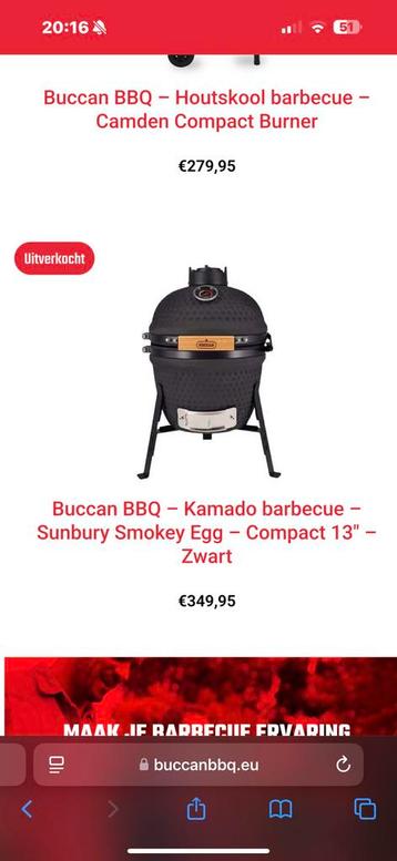 Buccan BBQ – Kamado barbecue – Sunbury Smokey Egg – Compact  beschikbaar voor biedingen