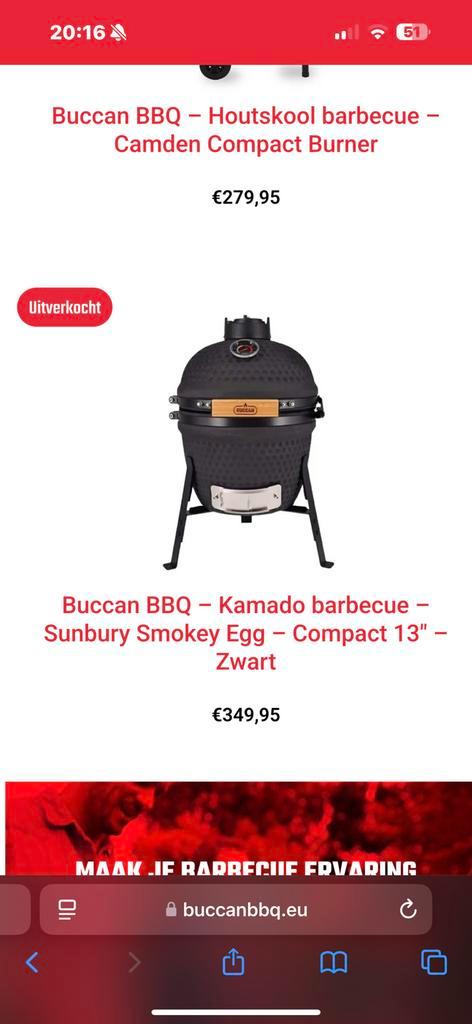 Buccan BBQ – Kamado barbecue – Sunbury Smokey Egg – Compact, Tuin en Terras, Houtskoolbarbecues, Zo goed als nieuw, Ophalen