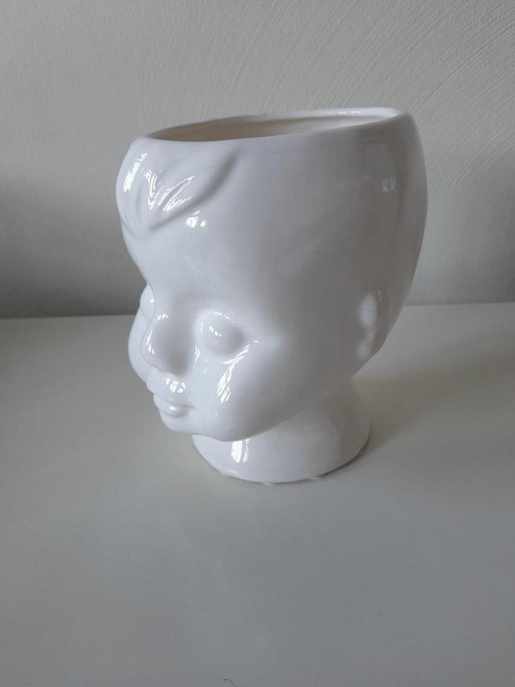 Brocante bloempot / cache pot - kinderhoofdje, Antiek en Kunst, Curiosa en Brocante, Ophalen