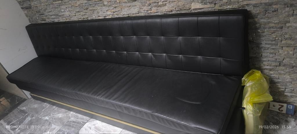 ️ Banquette / Canapé en simili cuir noir – 270 cm, Jardin & Terrasse, Bancs de jardin