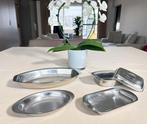 4 inox serveerschalen / schalen / serveerschotels / schotels, Huis en Inrichting, Keuken | Servies, Ophalen of Verzenden, Gebruikt