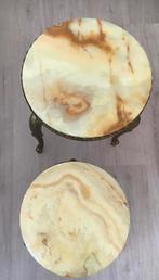 2 Vintage Marmeren Bijzettafels, Ophalen, Gebruikt, Rond