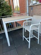 Hoge tuintafel met 4 hoge stoelen, Ophalen, Gebruikt