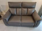 Grijze lederen 2-zit, Ophalen, Gebruikt, 150 tot 200 cm, Tweepersoons