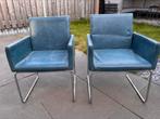 Set van 2 blauwe stoelen, Huis en Inrichting, Stoelen, Ophalen, Overige materialen, Gebruikt, Twee