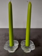 2 bougeoirs Cristal d'Arques 'Florence' + 2 bougies, Maison & Meubles, Comme neuf, Chandelier, Enlèvement ou Envoi