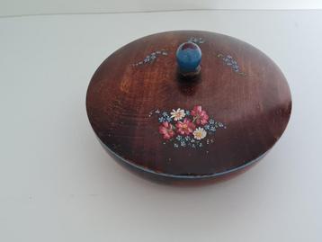 mooi houten rond kistje/juwelenkistje/ snuisterijdoosje beschikbaar voor biedingen
