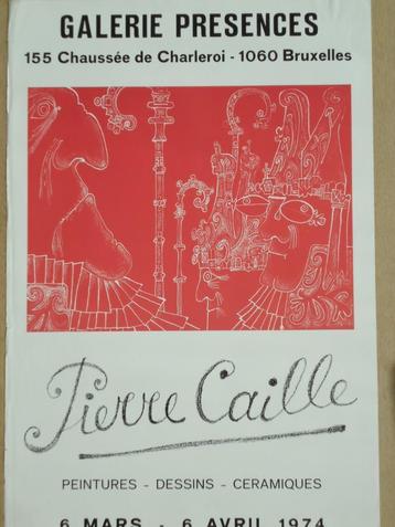 1974 litho affiche Pierre CAILLE Galerie PRESENCES keramiek, beschikbaar voor biedingen